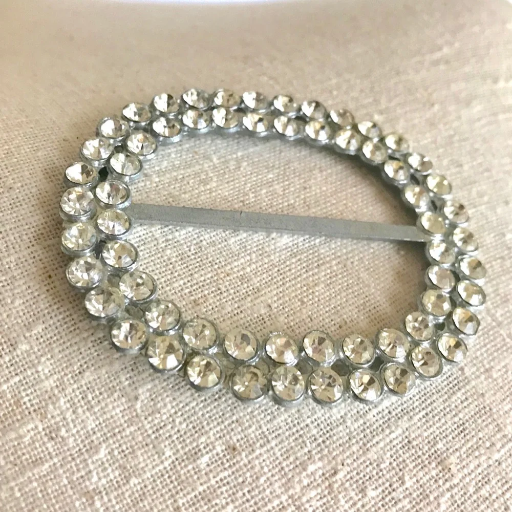 Vintage Buckle Rhinestone Scarf Slide Accessories